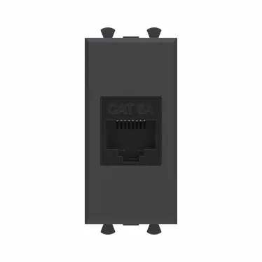Avanti Компьютерная розетка RJ-45 без шторки модульная, кат.6А, Черный матовый, 1 модуль