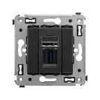                  Avanti USB 3.0 розетка одинарная в стену, тип А-А, , Черный матовый
               