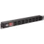 Блок розеток PDU 7 розеток C13 с LED выкл 1U вх C14 без шнура