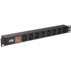                  Блок розеток PDU 7 розеток C13 с LED выкл 1U вх C14 без шнура
               