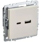                  BRITE Розетка USB A+C 18Вт РЮ11-1-БрКр бежевый
               