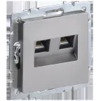 BRITE Розетка компьютерная двойная RJ45 кат.6 РК11-2-БрС сталь IEK