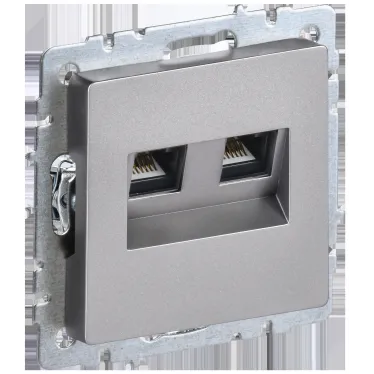 BRITE Розетка компьютерная двойная RJ45 кат.6 РК11-2-БрС сталь IEK