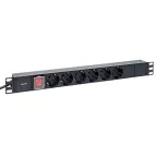 Блок розеток PDU TERACOM 19' 1U 16А/250В 6 роз. Schuko с выключателем шнур 2 м 3x1.5 мм2 вилка Schuko корпус пластик черный