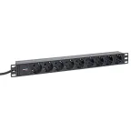 Блок розеток PDU TERACOM PRO 19' 1U 16А/250В 9 роз. Schuko шнур 2 м 3x1.5 мм2 вилка Schuko корпус алюминий черный