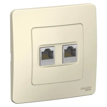 BLANCA скрытой установки розетка двойная компьютерная RJ45, молочный