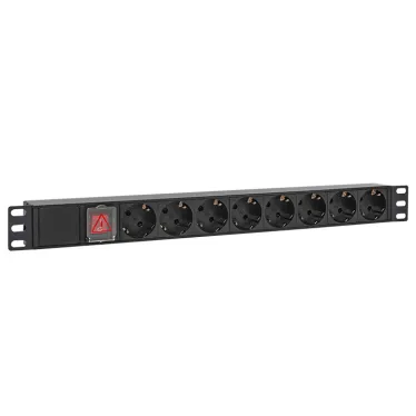 Блок розеток PDU TERACOM PRO 19'' 1U 16А/250В 8 розеток Schuko с выключателем шнур питания длиной 2 метра сечение 3x1.5 мм2 вилка Schuko корпус пластик черный