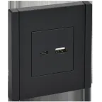 FORTE@PIANO Розетка USB A+C 18Вт FP151 черный IEK