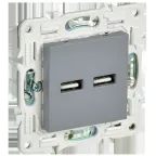 SKANDY Розетка USB A+A 3,1А SK-R15Gr серый IEK
