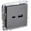 BRITE Розетка USB A+C 18Вт РЮ11-1-БрС сталь