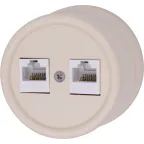 Розетка Лизетта RJ45 информационная двойная, пластик, цвет Песочное золото