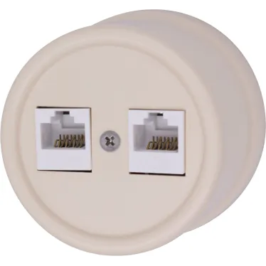 Розетка Лизетта RJ45 информационная двойная, пластик, цвет Песочное золото