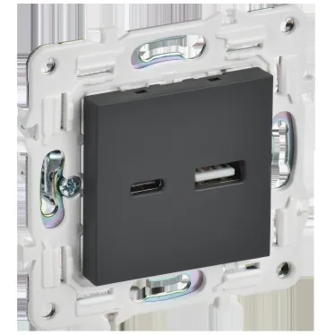 SKANDY Розетка USB A+C 18Вт SK-R13G графит IEK