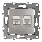 Розетка информационная двойная 2XRJ45, Эра12, перламутр, 12-3108-15