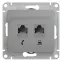 GLOSSA Розетка телефон/компьютер RJ11+RJ45 категория 5е в рамку алюминий