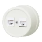                  Розетка RJ45 информационная двойная, пластик, цвет Слоновая кость
               