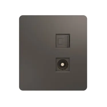 Розетка ROUND компьютерная RJ45 кат6 + TV скрытой установки механизм титан