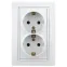 Розетка 2X2P+E Schuko, 16А-250В, СУ, б.л., Plano, белый, 1Э-205-01