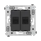 Avanti Компьютерная розетка RJ-45 без шторки в стену кат.5е двойная Черный матовый