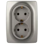Розетка Серия 12 12-2106-16 , 2X2P+E Schuko, 16А-250В, титан