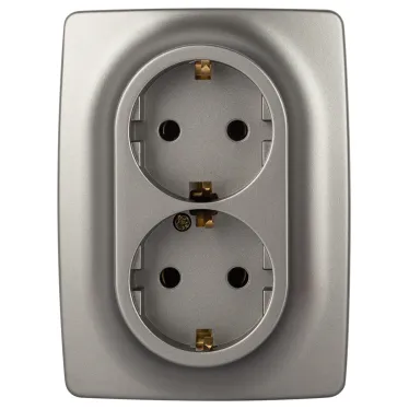 Розетка Серия 12 12-2106-16 , 2X2P+E Schuko, 16А-250В, титан