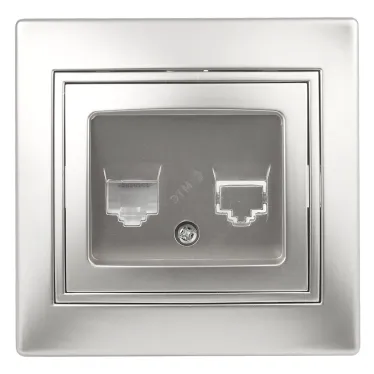 Розетка информационная RJ45, СУ, Plano, алюминий, 1-303-03