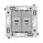 Avanti Компьютерная розетка RJ-45 без шторки в стену, кат.6А двойная экранированная, Закаленная сталь