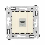 Avanti Компьютерная розетка RJ-45 без шторки в стену, кат.6А одинарная экранированная, Ванильная дымка