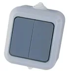                  Выключатель двухклавишный серый IP44
               