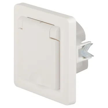 Розетка Intro 7-209-01 Style 2P+E Schuko с крышкой штор., 16А-250В, IP44, СУ, белый