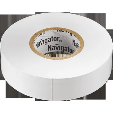 Изолента ПВХ бел 19мм 20м Navigator NIT-A19-20/WH