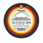 Изолента ПВХ KRANZ профессиональная, 0.18х19 мм, 20 м, черная