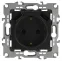 Розетка 2P+E 16A-250В, штор. с 2xUSB 5В-3А, Эра Elegance, антрацит 14-4109-05
