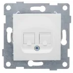                  Розетка компьютерная и телефонная RJ45, RJ12 Ugra, механизм, белый
               
