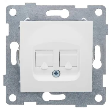 Розетка компьютерная и телефонная RJ45, RJ12 Ugra, механизм, белый