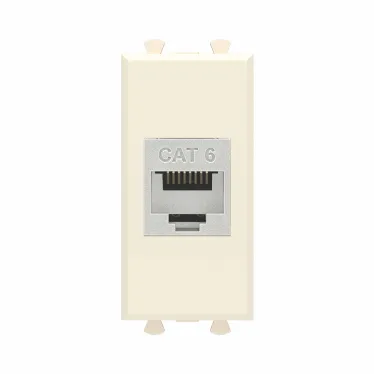 Avanti Компьютерная розетка RJ-45 без шторки модульная, кат.6 экранированная, Ванильная дымка, 1 модуль