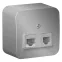 Розетка BLANCA наружная двойная компьютерная RJ45+телефонная RJ11, кат.5e, с изолирующей пластиной, алюминий