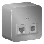                  Розетка BLANCA наружная двойная компьютерная RJ45+телефонная RJ11, кат.5e, с изолирующей пластиной, алюминий
               