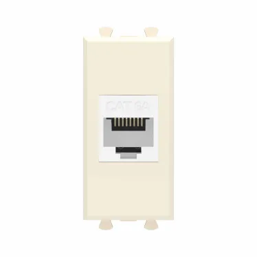 Avanti Компьютерная розетка RJ-45 без шторки модульная, кат.6А, Ванильная дымка, 1 модуль