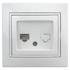                  Розетка телефонная RJ11, СУ, Plano, белый, 1-302-01
               