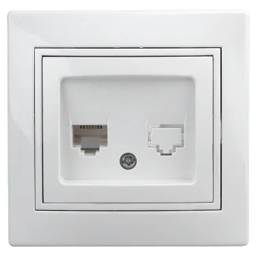 Розетка телефонная RJ11, СУ, Plano, белый, 1-302-01