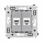 Avanti Компьютерная розетка RJ-45 без шторки в стену, кат.6А двойная, Закаленная сталь