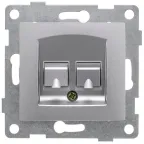                  Розетка компьютерная и телефонная RJ45, RJ12 Bravo, механизм, серебро
               