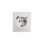 Розетка STRONG одинарная с/з скрытой установки з/ш 16А с USB A+C быстрой зарядки 5В/3А механизм жемчуг