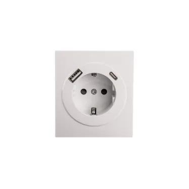 Розетка STRONG одинарная с/з скрытой установки з/ш 16А с USB A+C быстрой зарядки 5В/3А механизм жемчуг