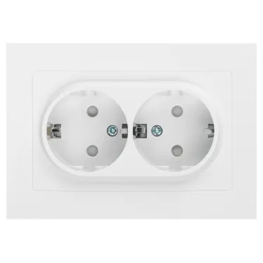 Розетка Intro Accent 6-208-01 , 2X2P+E Schuko со шторками, 16А-250В, IP20, СУ, AL/CU, белый