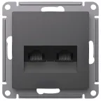                  ATLASDESIGN РОЗЕТКА двойная компьютерная RJ45+RJ45, кат.5Е, механизм, БАЗАЛЬТ
               