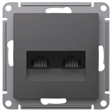 ATLASDESIGN РОЗЕТКА двойная компьютерная RJ45+RJ45, кат.5Е, механизм, БАЗАЛЬТ