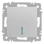 Выключатель Intro Accent 6-102-03 с подсветкой, 10А-250В, IP20, СУ, AL/CU, алюминий