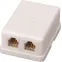 Розетка телефонная внешняя, 2 порта UTP, RJ-14 (6P4C), CAT 3 (50шт/уп)